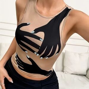 Stylish Black and Tan Women's Top
